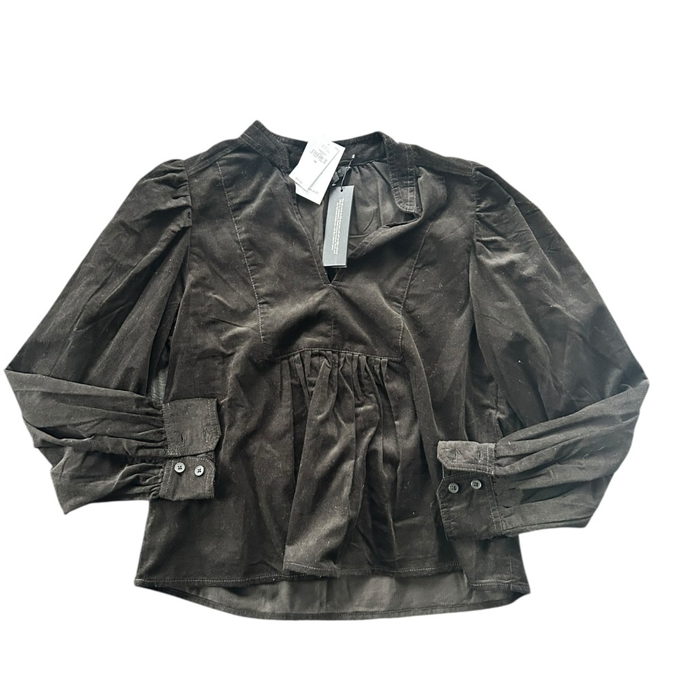 Banana Republic Black Corduroy Women's Blouse Size XS NWT